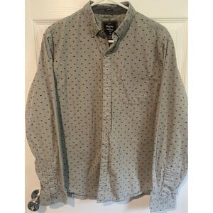 Artistry in Motion Men's Slim Fit Gray Dinosaur Print Long Sleeve Button-Down, M